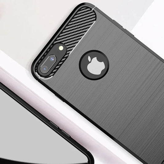 Carbon‑Fiber Texture Silicone & TPU Case — Shockproof Back Cover for iPhone 6–XR/XS Max/SE3
