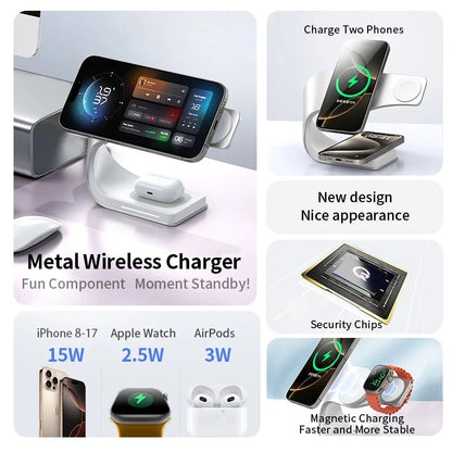 4-in-1 Magnetic Wireless Charger Stand – 15W ⚡📱⌚