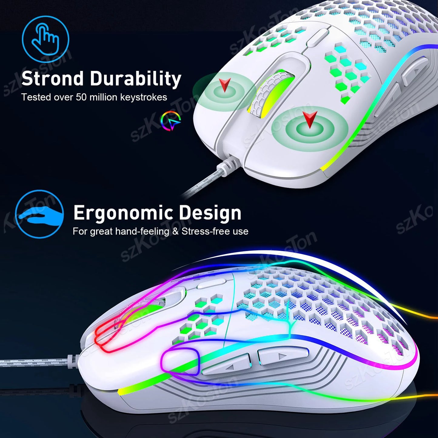 RGB Wired Gaming Mouse — Ergonomic, 6-Level 7200 DPI, Backlight