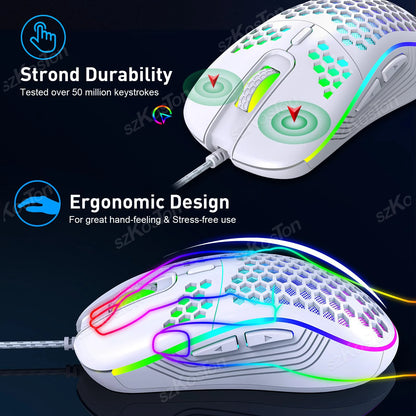 RGB Wired Gaming Mouse — Ergonomic, 6-Level 7200 DPI, Backlight