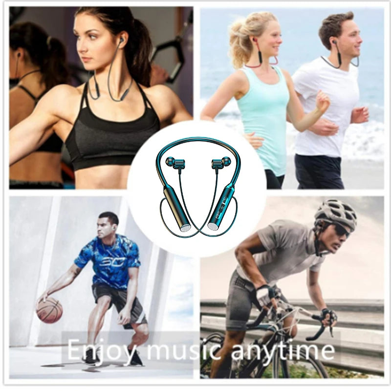 Bluetooth Neckband Earphones – LED Display 🎧