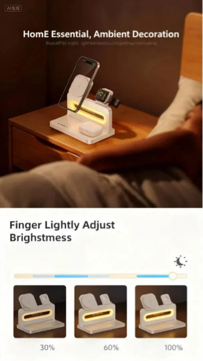 wireless 3‑in‑1 MagSafe Charger with LED Desk Lamp