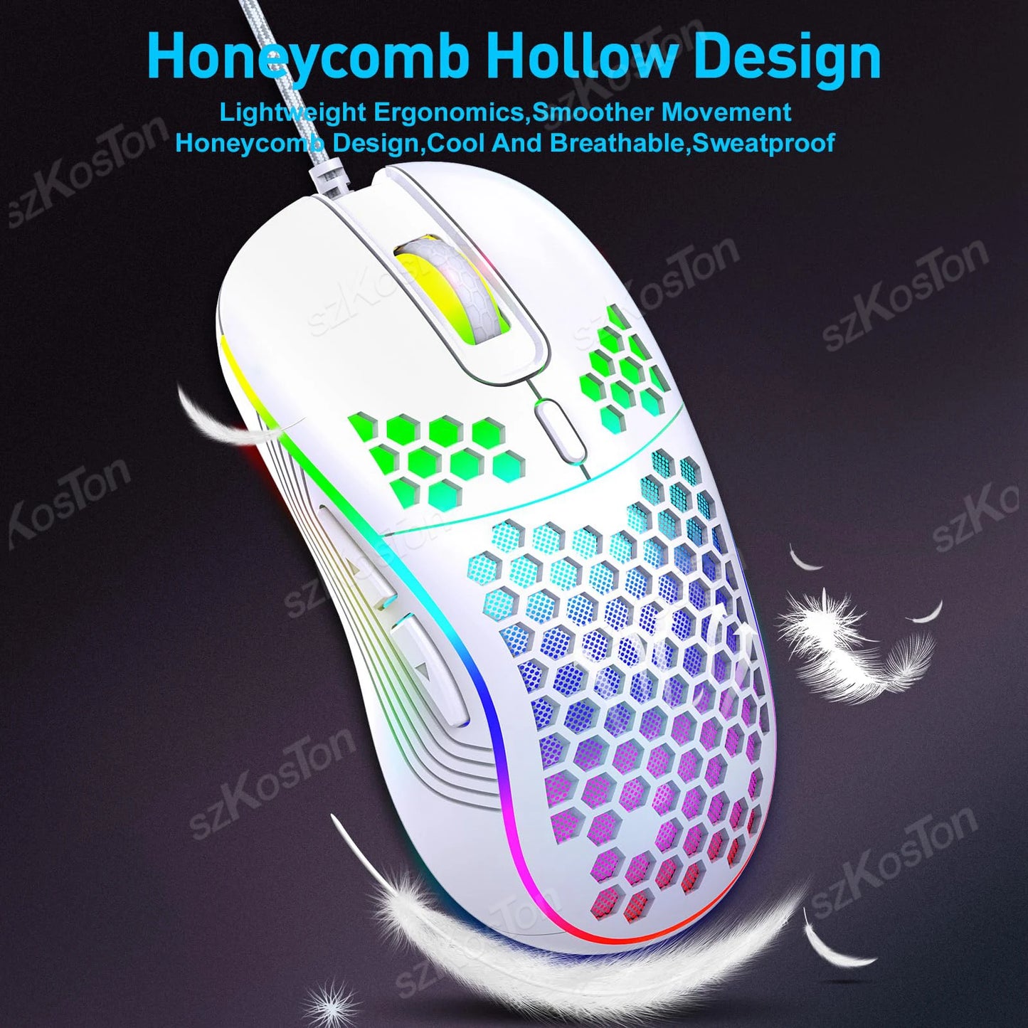 RGB Wired Gaming Mouse — Ergonomic, 6-Level 7200 DPI, Backlight