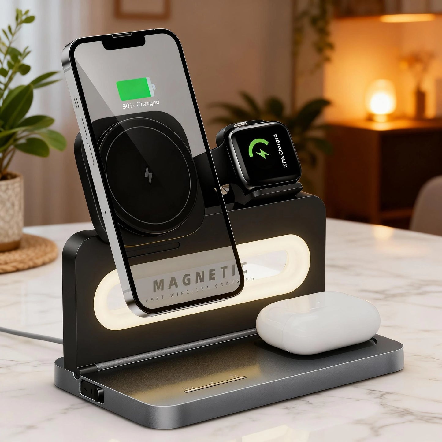 wireless 3‑in‑1 MagSafe Charger with LED Desk Lamp