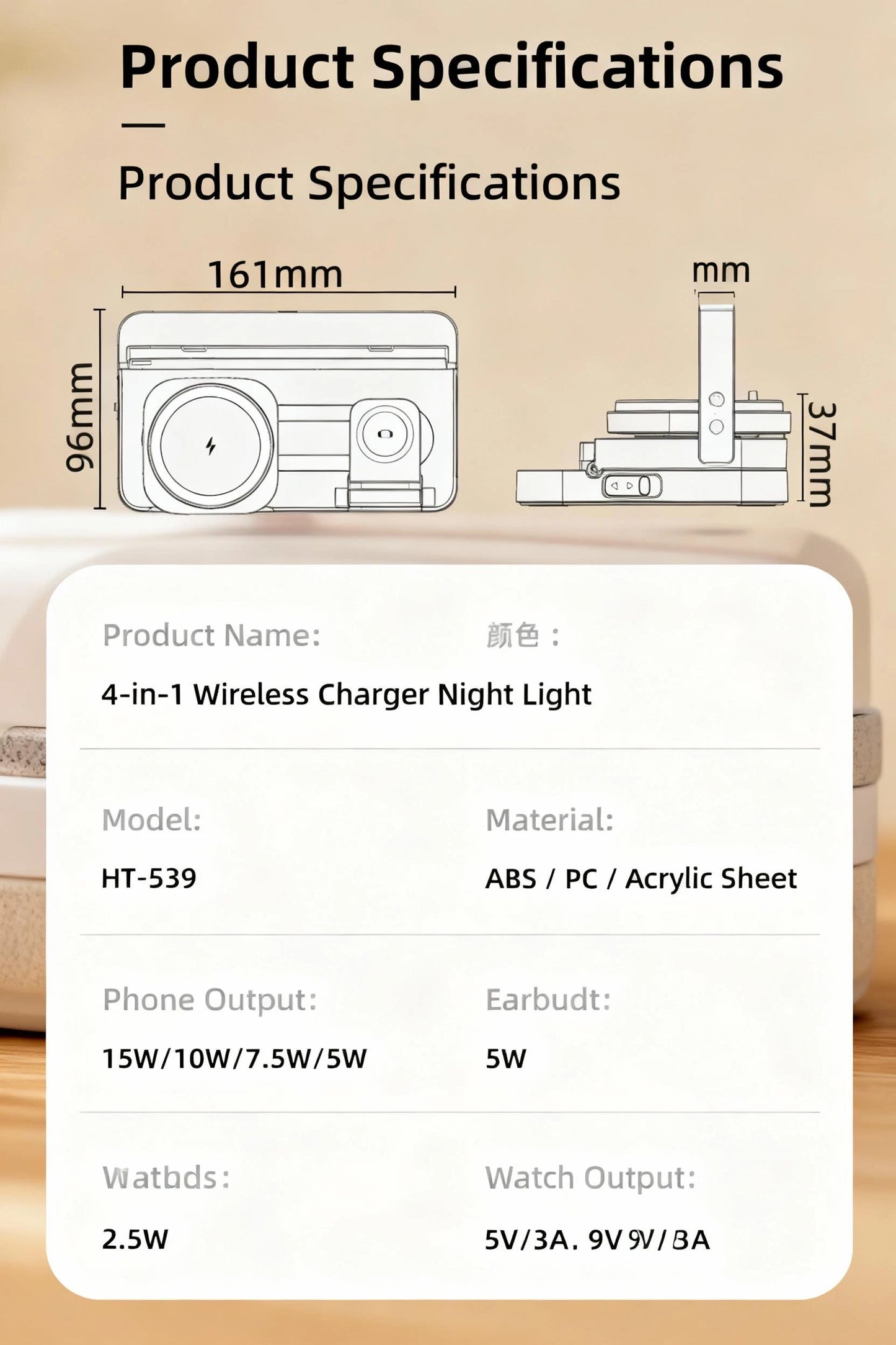 wireless 3‑in‑1 MagSafe Charger with LED Desk Lamp
