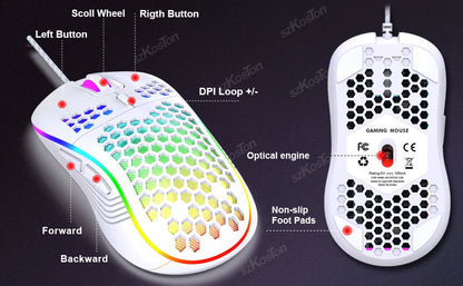 RGB Wired Gaming Mouse — Ergonomic, 6-Level 7200 DPI, Backlight
