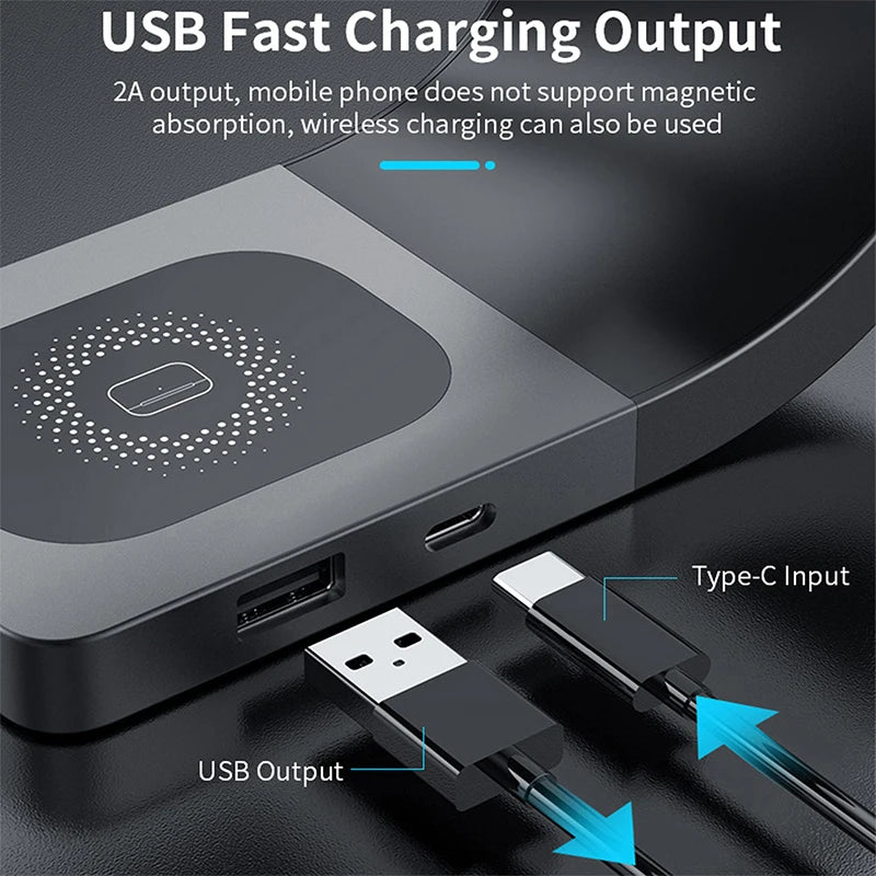 4-in-1 Magnetic Wireless Charger Stand – 15W ⚡📱⌚