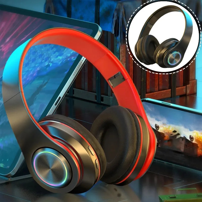 Foldable Wireless Headphones — Active Noise Cancellation, Powerful Bass & LED Light