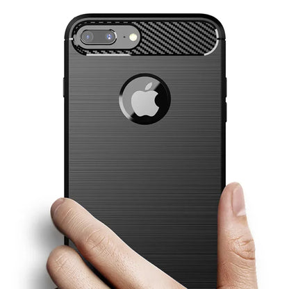 Carbon‑Fiber Texture Silicone & TPU Case — Shockproof Back Cover for iPhone 6–XR/XS Max/SE3