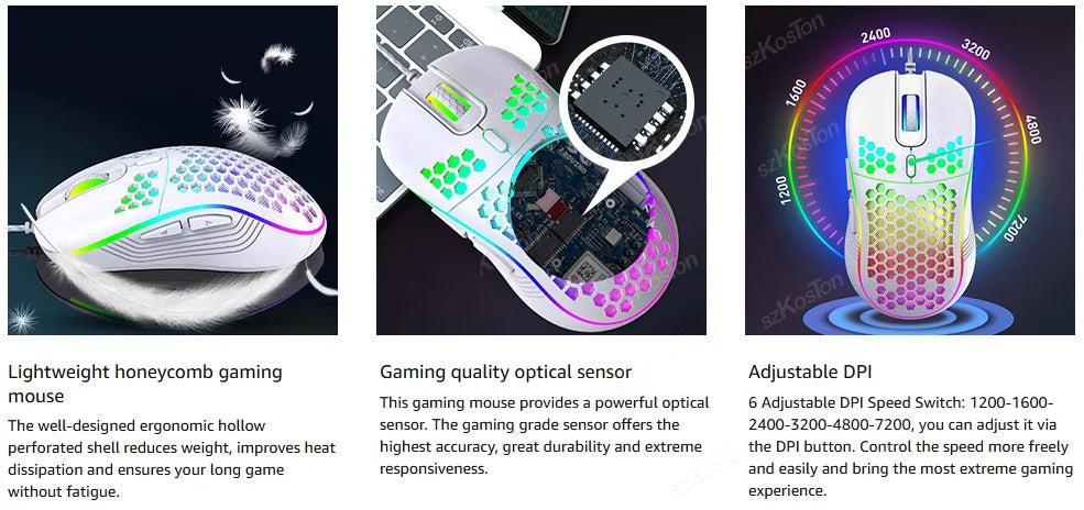 RGB Wired Gaming Mouse — Ergonomic, 6-Level 7200 DPI, Backlight