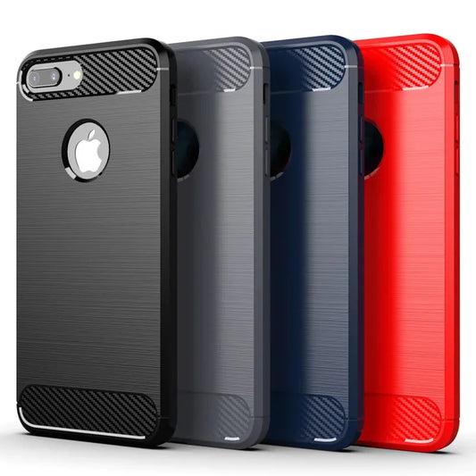 Carbon‑Fiber Texture Silicone & TPU Case — Shockproof Back Cover for iPhone 6–XR/XS Max/SE3